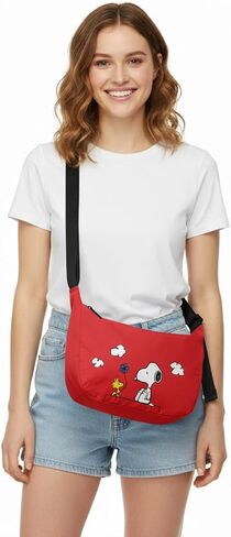 Peanuts Snoopy and Woodstock Crescent Women's Red Crossbody Handbag in Saudi Arabia