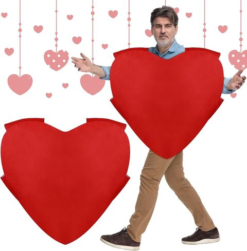 Chuarry Valentine's Day Heart Costume, Adults Heart Costume Valentines Anniversary Party Supplies for Women Men in Saudi Arabia