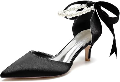 JOEupin Women's Pearl Wedding Shoes for Bride Comfort Kitten Heel Pumps for Bride Prom Evening Party Dress Shoes in Saudi Arabia