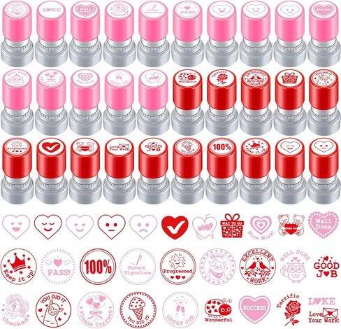 30 قطعة من طوابع المعلم للمدرسة، طوابع بلاستيكية ذاتية التحبير، طوابع مدرسية تحفيزية للأطفال، طوابع لوازم ملونة لتعليم الفصول الدراسية، واجبات منزلية، مستلزمات تقدير الجوائز in Kuwait