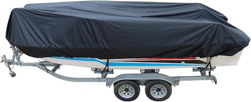 WFLNHB Heavy Duty 210D Boat Cover Trailerable Fishing Ski Bass V-Hull Tri-Hull Runabouts 14-16ft Black in Kuwait