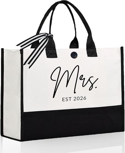 حقيبة حمل قماشية من Afterprints Mrs للعروس 2026، هدايا العروس لحفلات الزفاف، هدايا الزفاف للعروس لتكون، سيدة المستقبل، الخطوبة، هدية حفلة العازبة in Kuwait