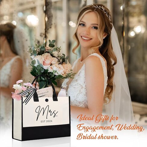 حقيبة حمل قماشية من Afterprints Mrs للعروس 2026، هدايا العروس لحفلات الزفاف، هدايا الزفاف للعروس لتكون، سيدة المستقبل، الخطوبة، هدية حفلة العازبة in Kuwait