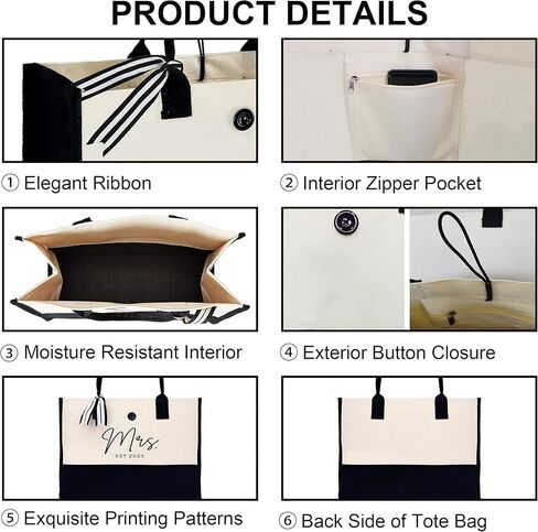 حقيبة حمل قماشية من Afterprints Mrs للعروس 2026، هدايا العروس لحفلات الزفاف، هدايا الزفاف للعروس لتكون، سيدة المستقبل، الخطوبة، هدية حفلة العازبة in Kuwait
