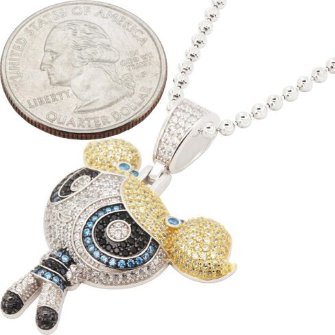 925 Sterling Silver 14K White/Yellow/Black Gold Finish AAA Cubic Zirconia The Power Puff Girls Bubbles Pendant 1.5MM Franco/2MM Moon Cut Bead Ball Chain Necklace For Women & Men 20″-24″ Fine Jewelry in Saudi Arabia