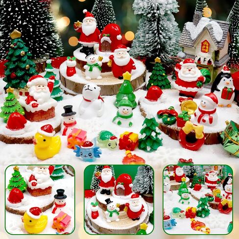 Bbiamsleep 40 Pcs Mini Resin Christmas Figures Miniature Christmas Figurines Xmas Miniature Ornaments Snow Globe Figurines for Fairy Garden Xmas Snow Globes Village Decor in Saudi Arabia