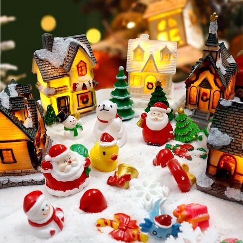 Bbiamsleep 40 Pcs Mini Resin Christmas Figures Miniature Christmas Figurines Xmas Miniature Ornaments Snow Globe Figurines for Fairy Garden Xmas Snow Globes Village Decor in Saudi Arabia