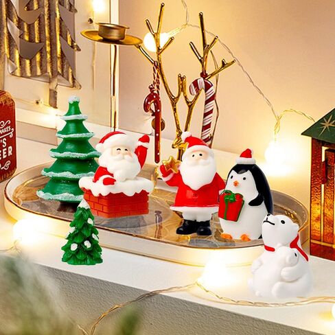 Bbiamsleep 40 Pcs Mini Resin Christmas Figures Miniature Christmas Figurines Xmas Miniature Ornaments Snow Globe Figurines for Fairy Garden Xmas Snow Globes Village Decor in Saudi Arabia