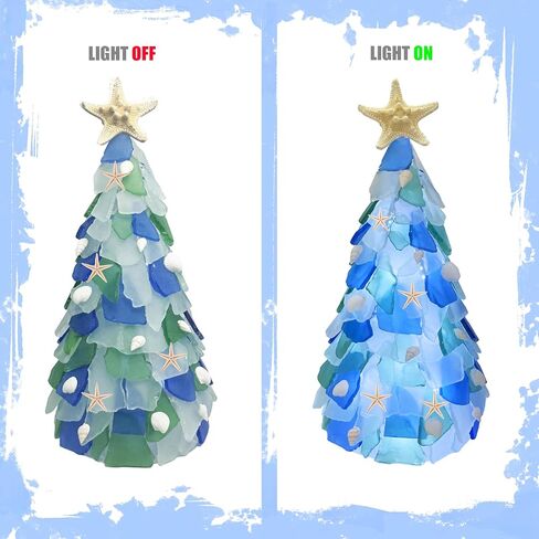 WECKLOM Christmas Tree DIY Kit Sea Glass Pieces for DIY Crafts Christmas Craft DIY Christmas Tree Lights Lamp Christmas Ornament Crafts in Saudi Arabia