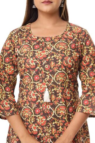 Vihaan Impex Women s Tunic Tops 3/4 Sleeve Cotton Kurti Blouse Dressy Casual Ladies Tops Blouses Work Shirts Indian Dresses in Saudi Arabia