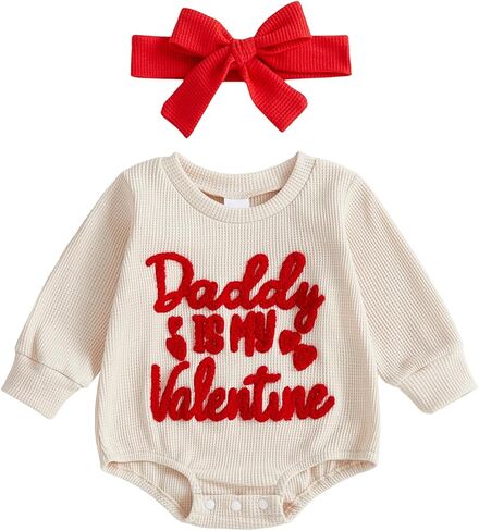 My First Valentine 's Day Baby Girl Boy Rompers Outfit Valentine's Day Outfit Baby Girl Long Sleeve Jumpsuits in Saudi Arabia