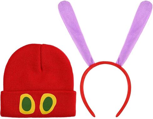 Caterpillar Costume Kit Book Character Costumes Include Caterpillar Red Knitted Beanie Hat with Eye Twist Stick and Headband for Halloween World Book Day Fancy Dress in Saudi Arabia