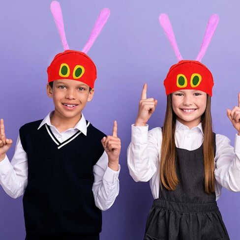 Caterpillar Costume Kit Book Character Costumes Include Caterpillar Red Knitted Beanie Hat with Eye Twist Stick and Headband for Halloween World Book Day Fancy Dress in Saudi Arabia