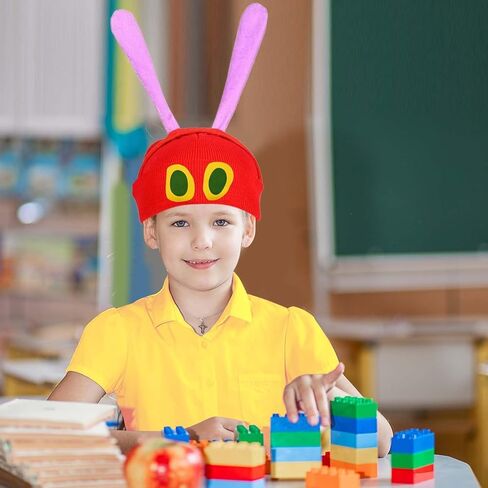 Caterpillar Costume Kit Book Character Costumes Include Caterpillar Red Knitted Beanie Hat with Eye Twist Stick and Headband for Halloween World Book Day Fancy Dress in Saudi Arabia