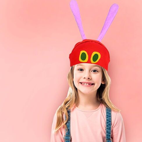 Caterpillar Costume Kit Book Character Costumes Include Caterpillar Red Knitted Beanie Hat with Eye Twist Stick and Headband for Halloween World Book Day Fancy Dress in Saudi Arabia