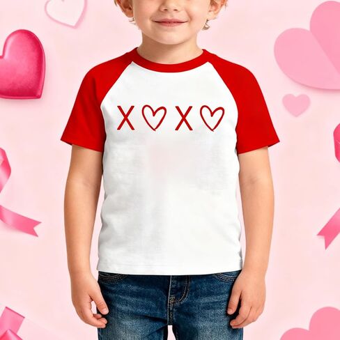 Boys Girls Valentines Day Shirt 2T-5T Toddler Kids Love Tshirt Cute Valentine Heart Tee Tops in Saudi Arabia