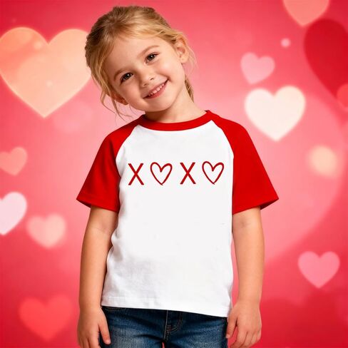Boys Girls Valentines Day Shirt 2T-5T Toddler Kids Love Tshirt Cute Valentine Heart Tee Tops in Saudi Arabia