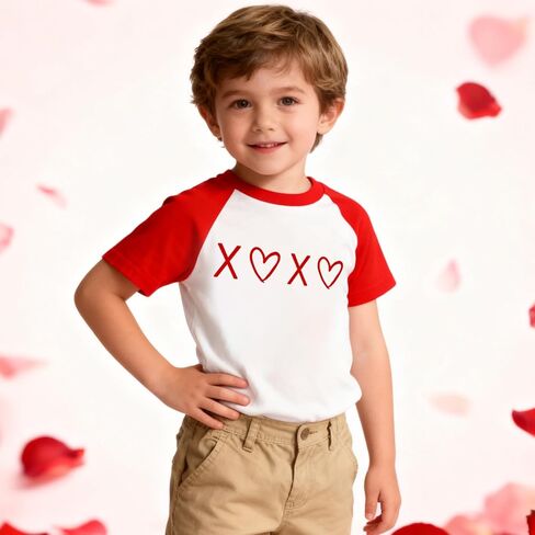 Boys Girls Valentines Day Shirt 2T-5T Toddler Kids Love Tshirt Cute Valentine Heart Tee Tops in Saudi Arabia
