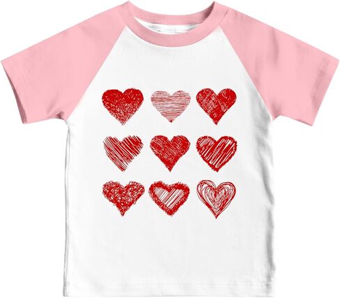Boys Girls Valentines Day Shirt 2T-5T Toddler Kids Love Tshirt Cute Valentine Heart Tee Tops in Saudi Arabia