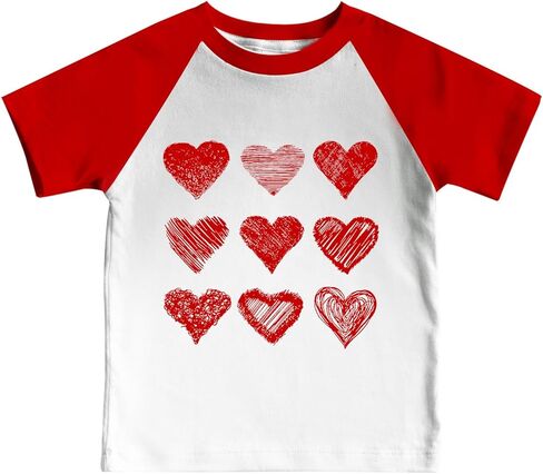 Boys Girls Valentines Day Shirt 2T-5T Toddler Kids Love Tshirt Cute Valentine Heart Tee Tops in Saudi Arabia
