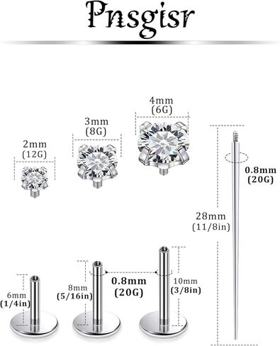 F136 Titanium 20/18/16G Internally Threaded Flat Back Stud Earrings Nose Rings Lip Medusa Monroe Labret 6/8/10mm Short/Long Bar Piercing Jewelry with Taper for Women Men in Saudi Arabia