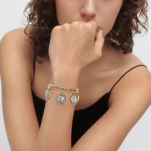 HZMAN Vintage Jesus Coin Cuban Link Bracelet, Religious Antique Style Handmade Brass Cuff, Unisex Gift Idea in Saudi Arabia