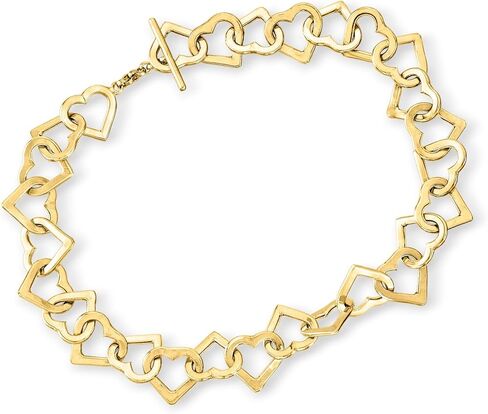 Ross-Simons 14kt Yellow Gold Heart-Link Bracelet in Saudi Arabia