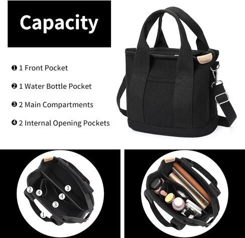 Small Tote Bags for Women Canvas Purses with Zipper Crossbody Mini Tote Satchel Hobo Work Beach Bag Shoulder Handbags in Saudi Arabia