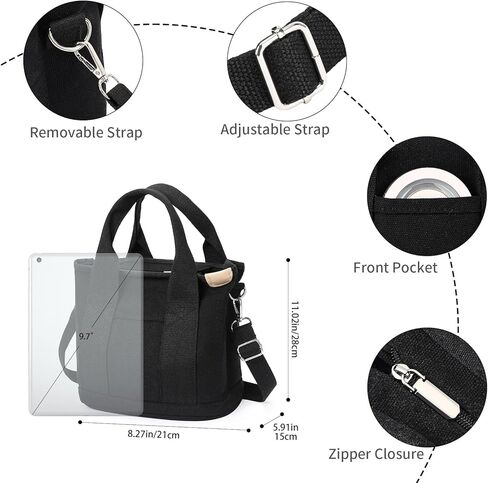 Small Tote Bags for Women Canvas Purses with Zipper Crossbody Mini Tote Satchel Hobo Work Beach Bag Shoulder Handbags in Saudi Arabia