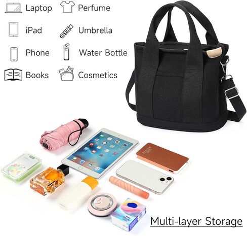 Small Tote Bags for Women Canvas Purses with Zipper Crossbody Mini Tote Satchel Hobo Work Beach Bag Shoulder Handbags in Saudi Arabia
