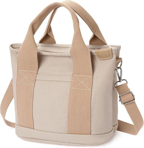 Small Tote Bags for Women Canvas Purses with Zipper Crossbody Mini Tote Satchel Hobo Work Beach Bag Shoulder Handbags in Saudi Arabia