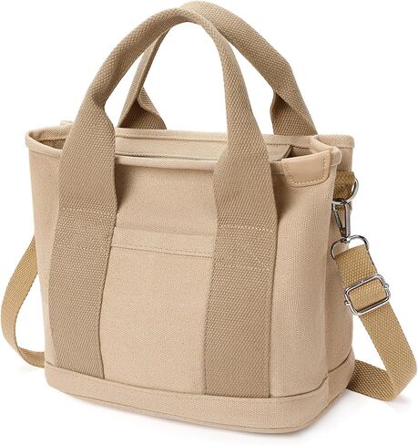 Small Tote Bags for Women Canvas Purses with Zipper Crossbody Mini Tote Satchel Hobo Work Beach Bag Shoulder Handbags in Saudi Arabia