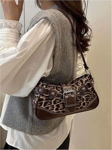 Milumia Women's Leopard Print Pu Leather Shoulder Bags Vintage Top Handle Hobo Handbags in Saudi Arabia