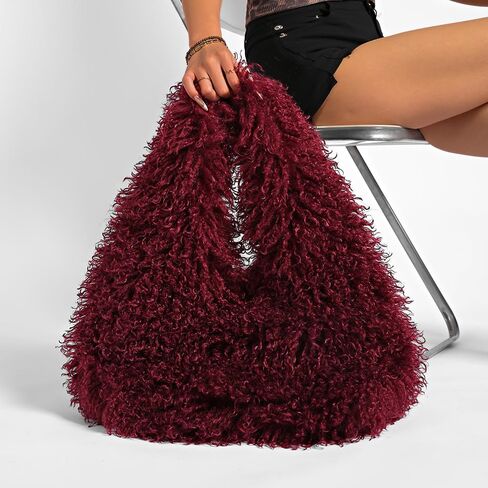 Faux Fur Large Hobo Shoulder Bag for Women Y2K Fluffy Handbag and Purses Cute Plush Furry Totes in Saudi Arabia