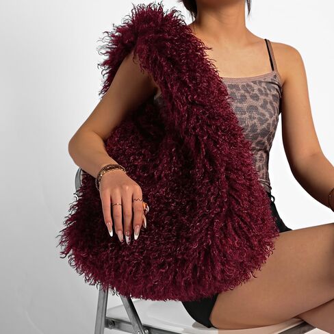 Faux Fur Large Hobo Shoulder Bag for Women Y2K Fluffy Handbag and Purses Cute Plush Furry Totes in Saudi Arabia