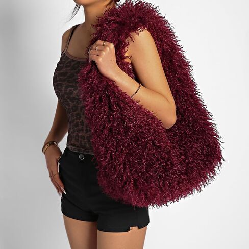 Faux Fur Large Hobo Shoulder Bag for Women Y2K Fluffy Handbag and Purses Cute Plush Furry Totes in Saudi Arabia