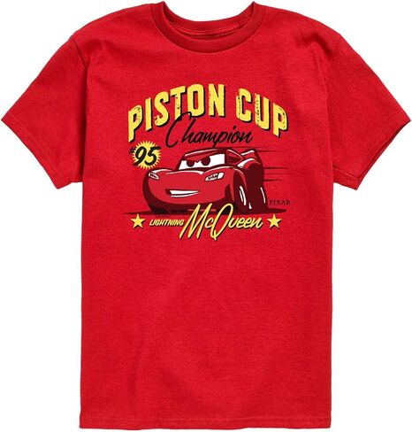 تي شيرت قطني بأكمام قصيرة للأطفال والأولاد والبنات من ديزني للجنسين - سيارات رسمية Lightning McQueen Piston Cup in Kuwait