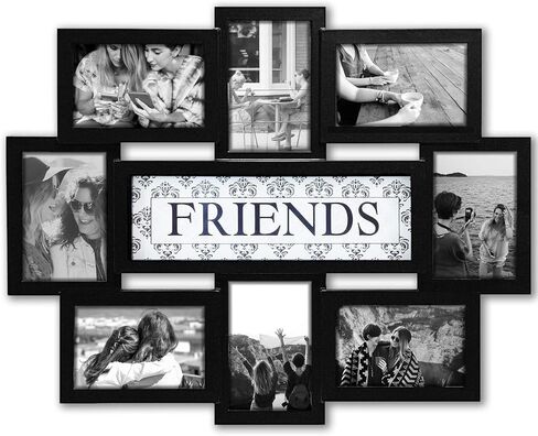 Jerry & Maggie Family Photo Frame 22x17, PVC Picture Frames Collage Wall Decor 9 Opening Wall Hanging For 6x4 Photos 8 Pack, No-Assembly 3D Design Waterproof Memorial Keepsake, Black in Saudi Arabia