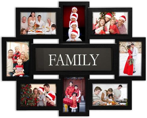Jerry & Maggie Family Photo Frame 22x17, PVC Picture Frames Collage Wall Decor 9 Opening Wall Hanging For 6x4 Photos 8 Pack, No-Assembly 3D Design Waterproof Memorial Keepsake, Black in Saudi Arabia