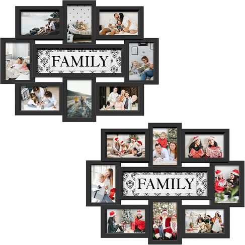 Jerry & Maggie Family Photo Frame 22x17, PVC Picture Frames Collage Wall Decor 9 Opening Wall Hanging For 6x4 Photos 8 Pack, No-Assembly 3D Design Waterproof Memorial Keepsake, Black in Saudi Arabia