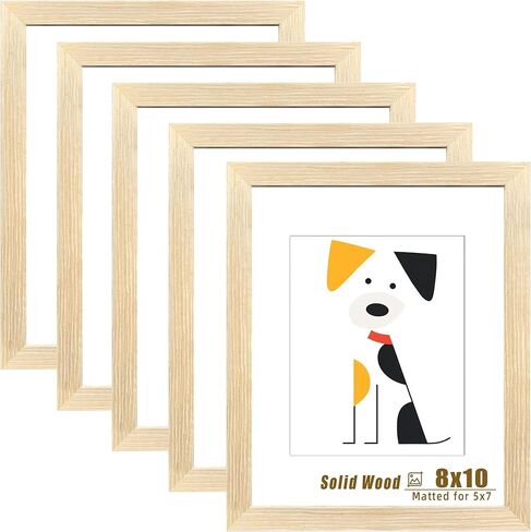 إطار صورة LUCKYLIFE مقاس 11x14 من الخشب الطبيعي الصلب، يعرض صورة مقاس 8x10 مع حصيرة أو 11x14 بدون حصيرة للتعليق على الحائط، مجموعة من 5 in Kuwait