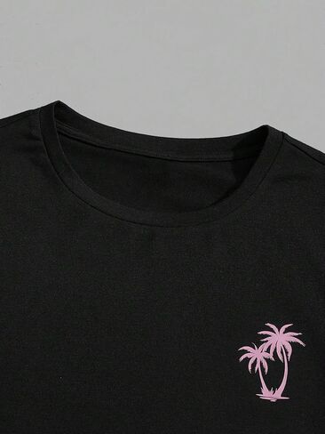 Men's 2 Piece Short Sleeve Graphic Tee Summer Print Drawstring Shorts Set in Saudi Arabia