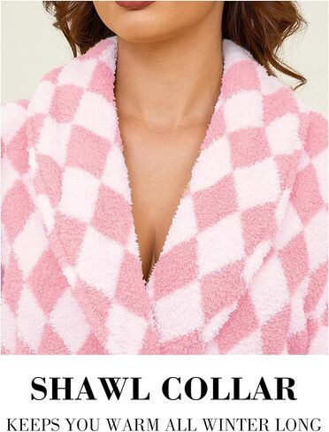 رداء شتوي طويل للنساء من Hellomamma: رداء حمام من الصوف المخملي للنساء ملابس نوم دافئة وناعمة ورقيقة مع جيوب in Kuwait