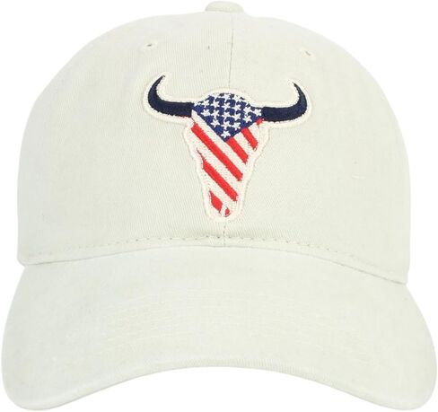 قبعة American Bison Camel Strapback - قبعة بيسبول قطنية 100% مع شعار البيسون المطرز، وإبزيم خلفي قابل للتعديل in Kuwait