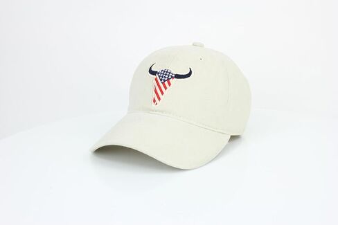 قبعة American Bison Camel Strapback - قبعة بيسبول قطنية 100% مع شعار البيسون المطرز، وإبزيم خلفي قابل للتعديل in Kuwait