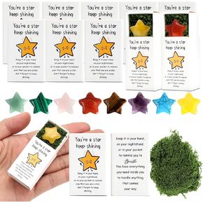 24 Sets Pocket Hug Tokens Bulk Star Natural Stones with Message Boxes, Mini Pocket Hugs for Coworkers Friends Teachers Nurses Employees, Positive Thank You Items for Support and Care in Saudi Arabia