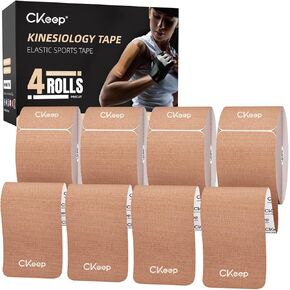 CKeep Kinesiology Tape, Original Cotton Latex Free Hypoallergenic Elastic Athletic Tape, 40 Count, 10inch × 2inch Precut Strips, Beige in Kuwait
