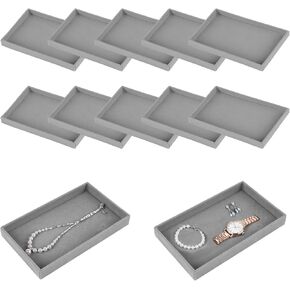 12 Pcs Velvet Jewelry Tray, Blank Stackable Drawers Organizer, Jewelry Display Tray for Beads Bracelets Necklaces Earrings Storage (Black) in Saudi Arabia