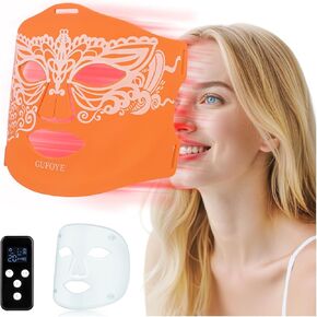 Red Light Therapy for Face Mask with Ice Compress, 850nm Infrared Red Light Therapy, 7+1 Light Modes Led Face Mask Light Therapy, Level 5 Timing, 3000mAh, Led Mask Light Therapy for Home, Orange in Saudi Arabia