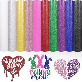 VINYL FROG Glitter HTV Heat Transfer Vinyl Bundle 14 Sheets 12"x10" Iron on Vinyl Pack Easy to Cut & Weed DIY Sparkle Heat Press Design for T-Shirts in Kuwait